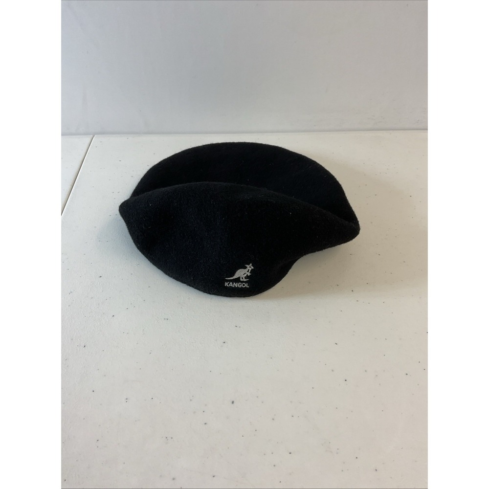Kangol Made in the UK Blue Wool 504 Black Flat Cap Size X-Large